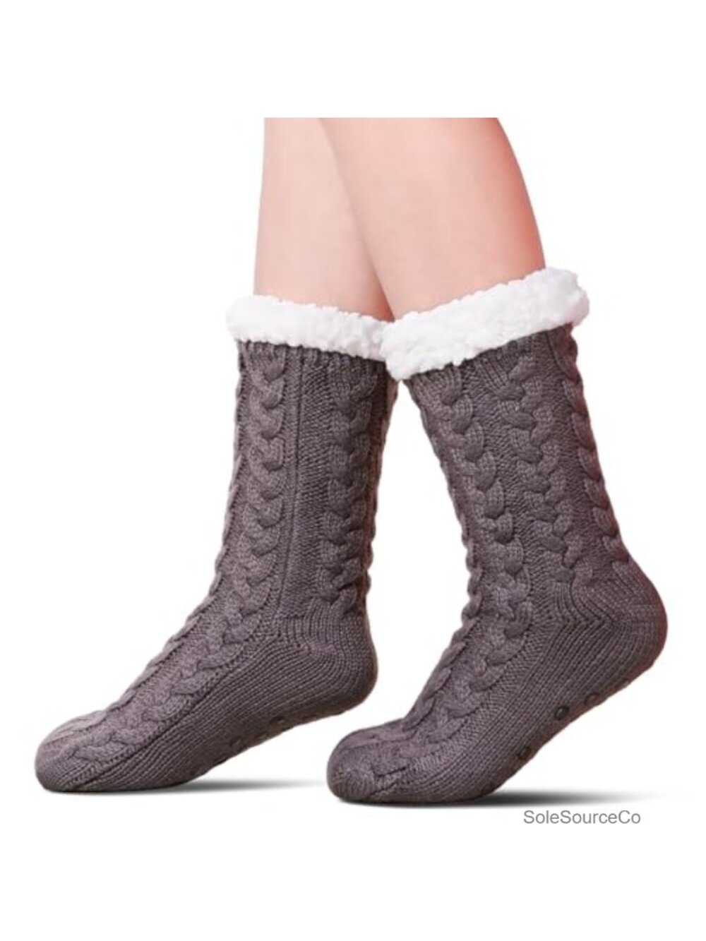 Fuzzy Slipper Socks for Women with Grips Cozy Warm Fleece Lined Non Slip Winter